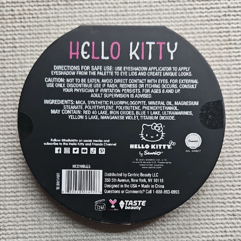 Hello Kitty Pink and Black Eyeshadow Palette
